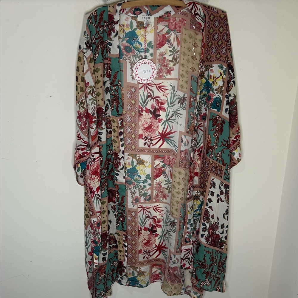 NWT UMGEE Boho Chic Floral Patchwork Pattern Kimono Size Small/Medium - Picture 14 of 14